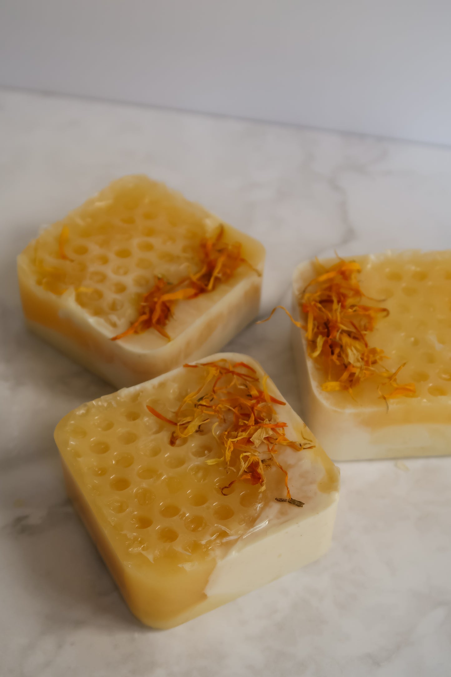 Honey, I'm Comb! | Honey & Oatmeal Soap Bar Topped with Organic Dried Calendula