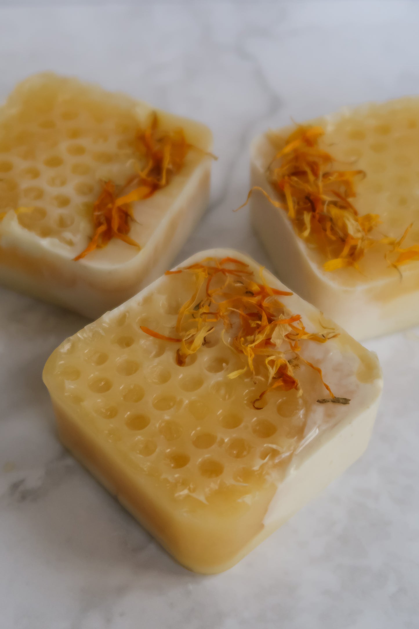 Honey, I'm Comb! | Honey & Oatmeal Soap Bar Topped with Organic Dried Calendula