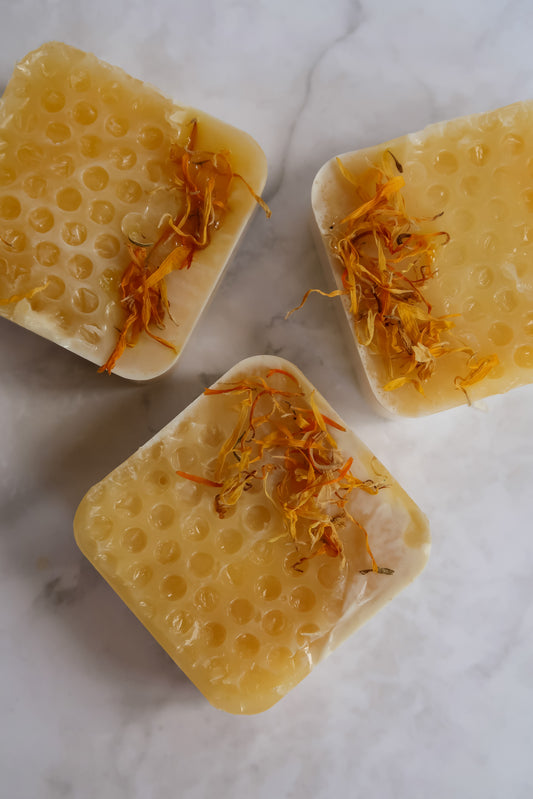 Honey, I'm Comb! | Honey & Oatmeal Soap Bar Topped with Organic Dried Calendula