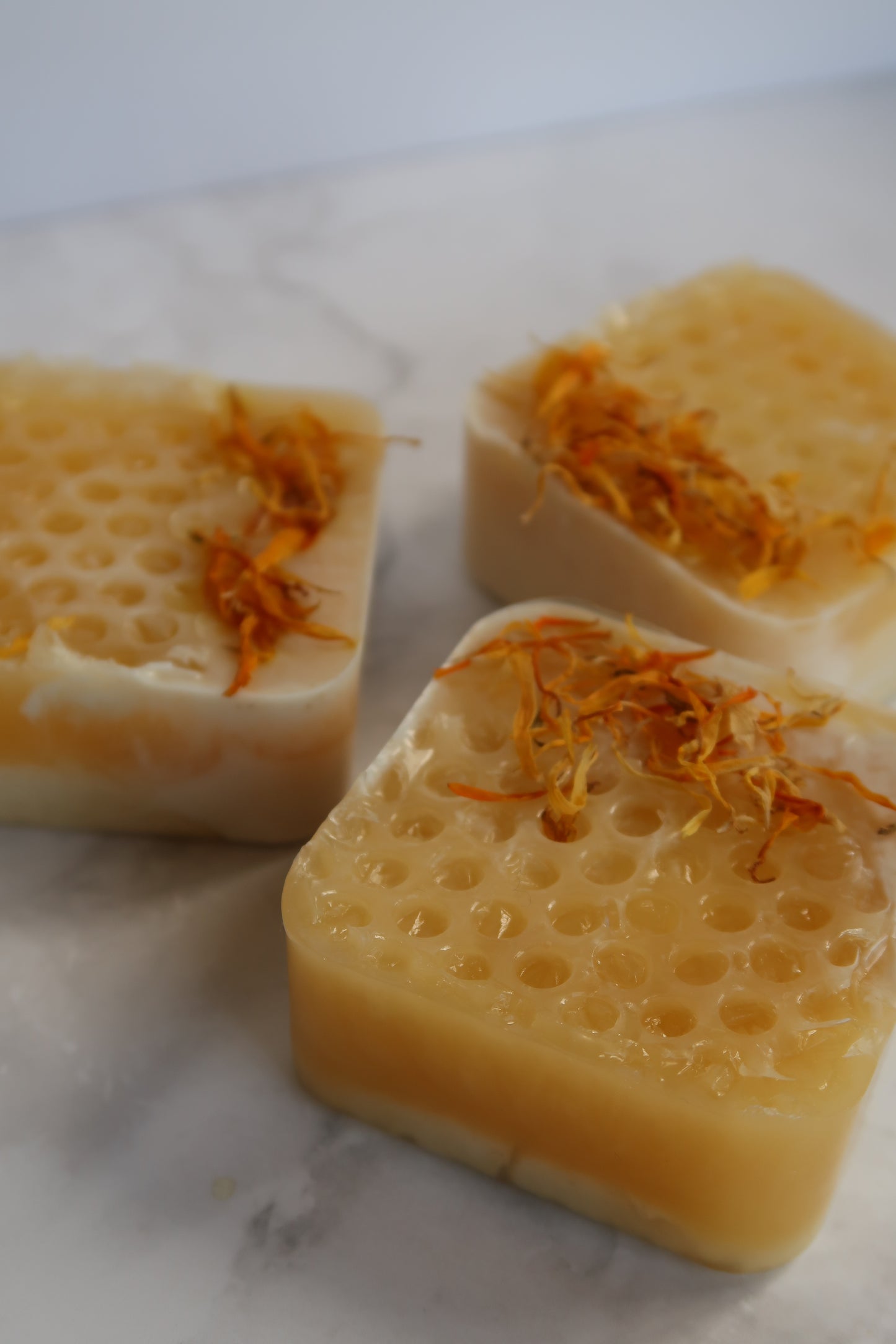 Honey, I'm Comb! | Honey & Oatmeal Soap Bar Topped with Organic Dried Calendula